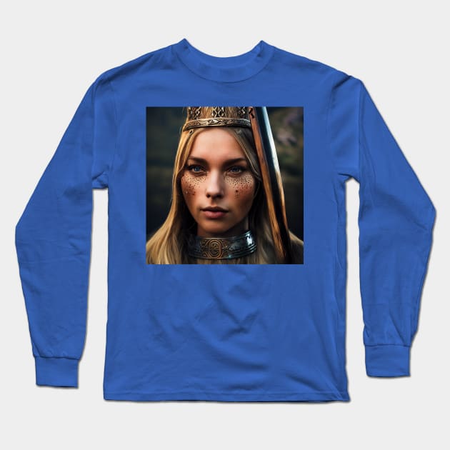 Viking Shield Maiden Long Sleeve T-Shirt by Grassroots Green